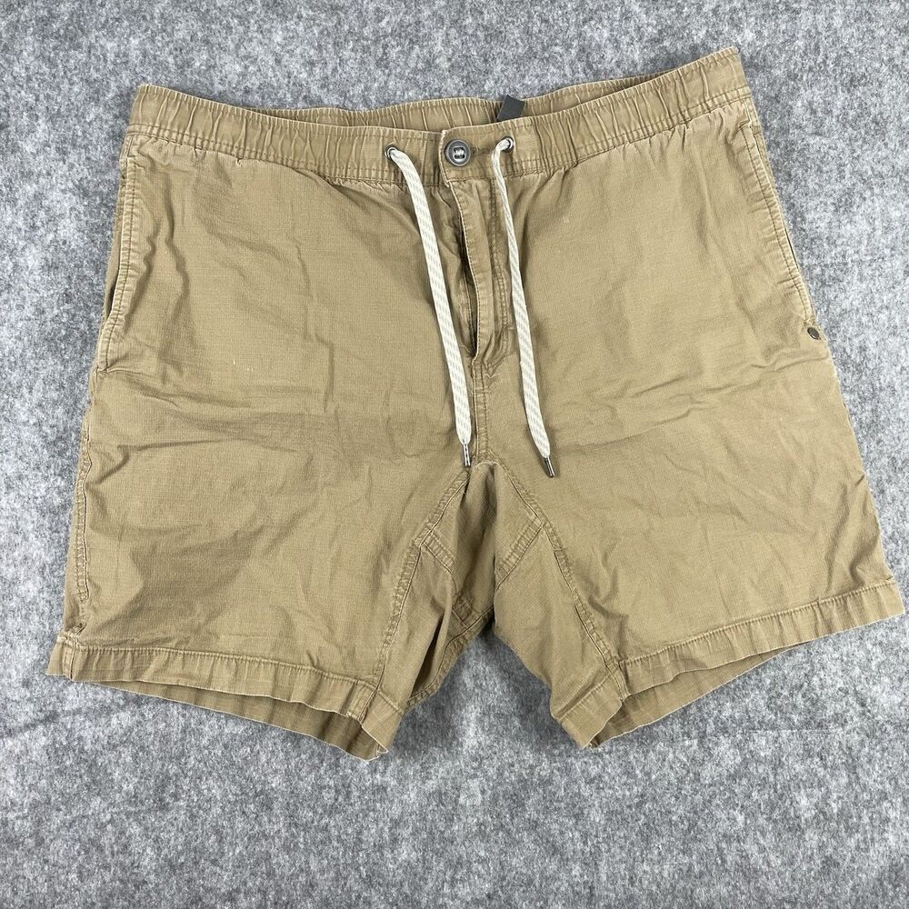 Vuori Men's Cargo Drawstring Shorts in Tan